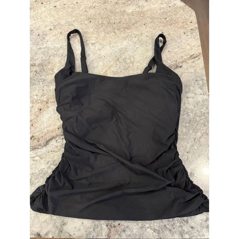 Athleta Black Tankini Ruched Bra Top 40 DD